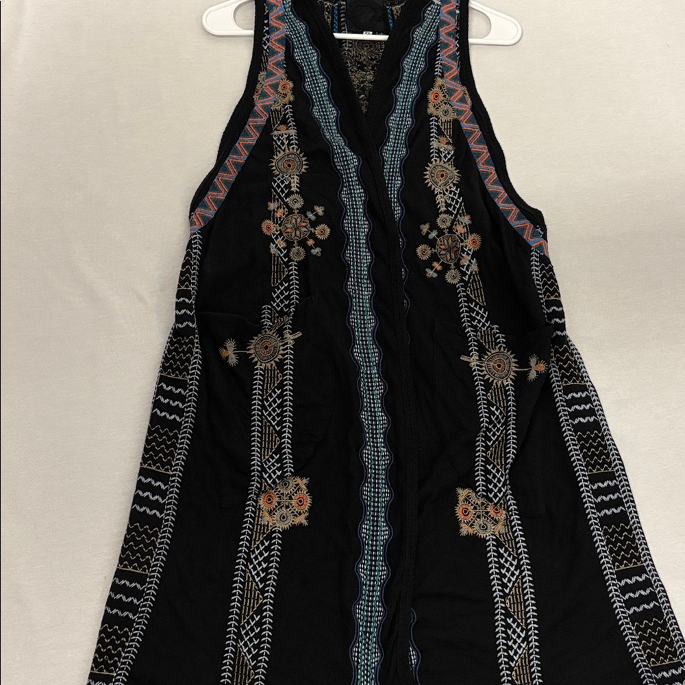 Biya by Johnny Was Heavily Embroidered Women's Boho long lined Vest